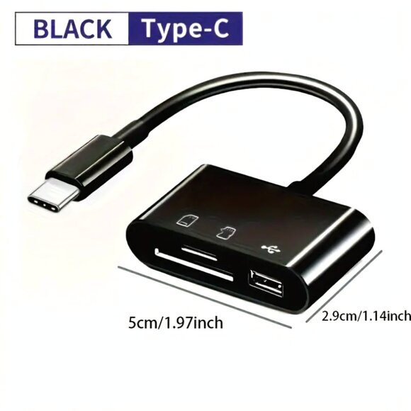 USB-C SD Card Reader Adapter for Android Apple MacBook Phones Cameras SDHC New - Picture 3 of 3